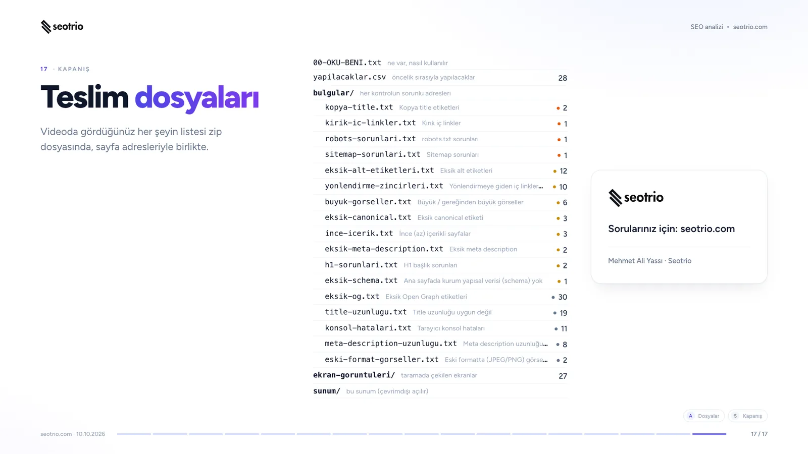 seotrio.com analizinden: Teslim dosyaları